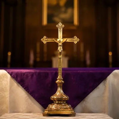Lenten Cross with Draped Purple Cloth
