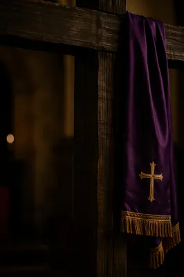 Lenten Cross With Draped Purple Cloth