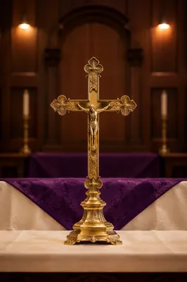 Lenten Cross with Draped Purple Cloth
