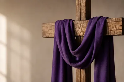 Lenten Cross with Draped Purple Cloth