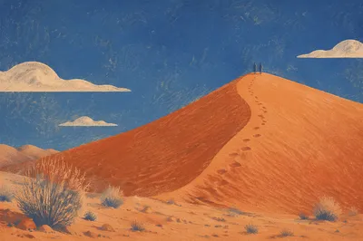 Lenten Desert Wilderness with Distant Walkers
