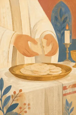 Maundy Thursday Communion Bread Breaking Closeup