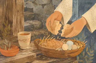 Maundy Thursday Communion Bread Breaking Still Life