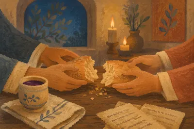 Maundy Thursday Bread Breaking at Communion Table