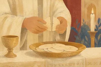 Maundy Thursday Communion Bread Breaking Close-Up