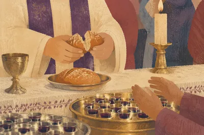 Maundy Thursday Communion Bread Breaking Scene
