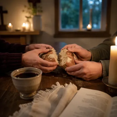 Maundy Thursday Communion Bread Breaking Scene
