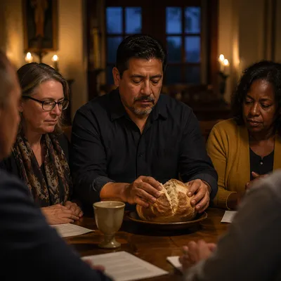 Maundy Thursday Communion Bread Breaking Scene