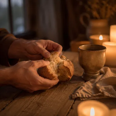 Maundy Thursday Communion Bread Breaking Scene