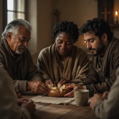 Maundy Thursday Communion Bread Breaking Scene