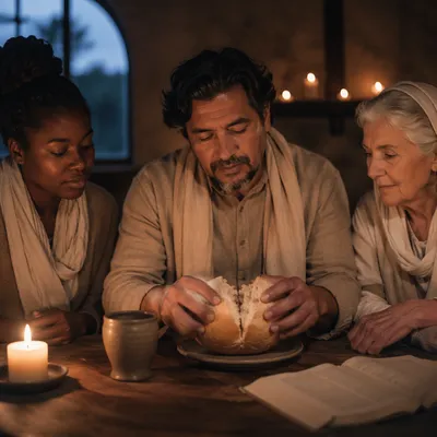 Maundy Thursday Communion Bread in Candlelight