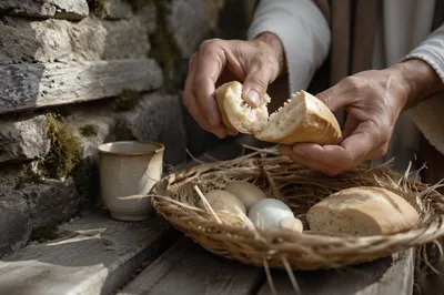 Maundy Thursday Communion Bread Breaking Still Life