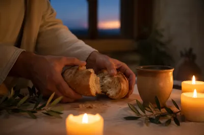 Maundy Thursday Communion Bread Breaking Scene