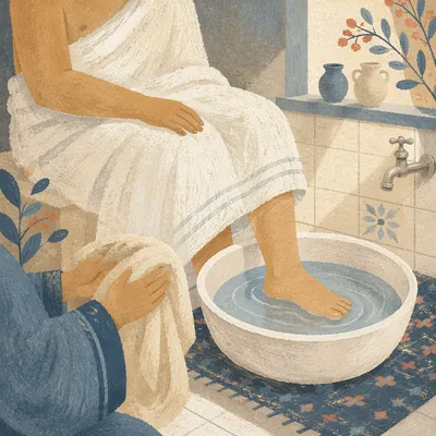 Humble Maundy Thursday Foot Washing Scene
