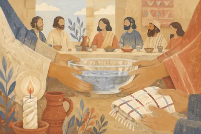 Maundy Thursday Foot Washing Basin and Towel