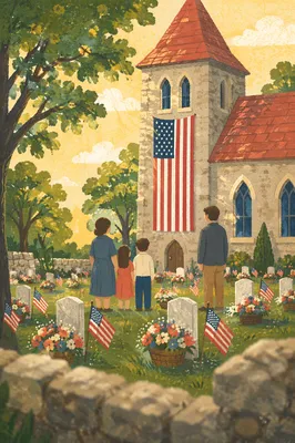 Memorial Day Flags at Stone Church