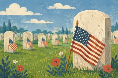 Memorial Day Flags in Churchyard Remembrance