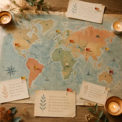 Vintage World Map for Missions Sunday Prayer