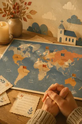 Missions Sunday Prayer Map with Flags