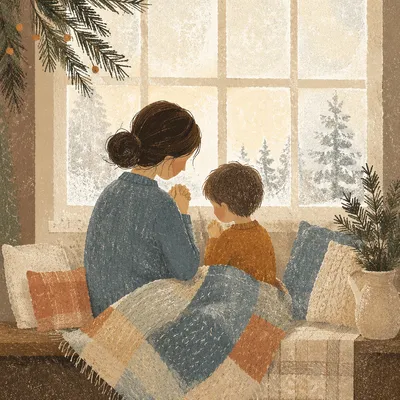 Mother and Child Winter Prayer Light