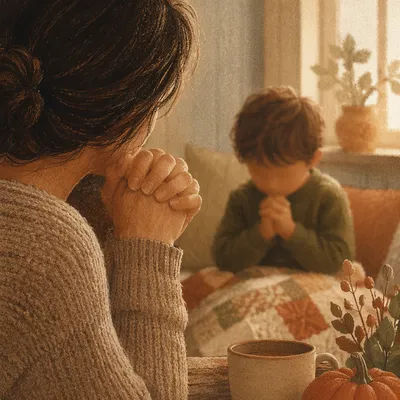 Mother and Child Prayer in Soft Light