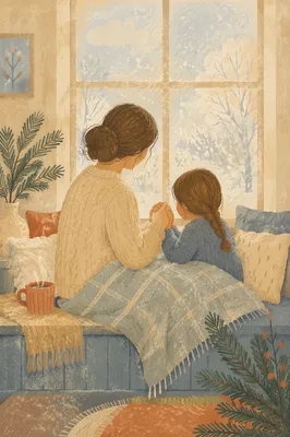 Mother and Child Prayer in Winter Light