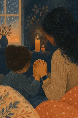 Mother and Child Winter Prayer Hands