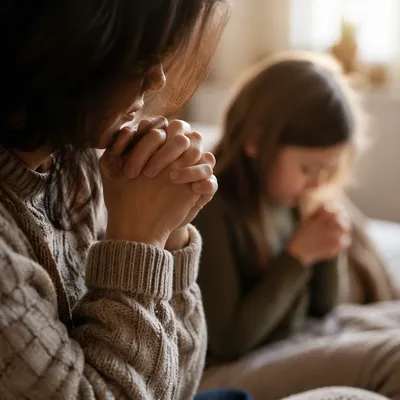 Mother and Child in Quiet Prayer