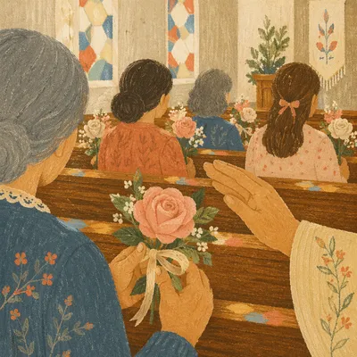 Mothers Day Blessing with Roses in Church