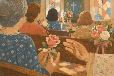 Mothers Day Blessing with Roses in Church