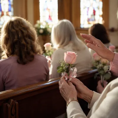 Mothers Day Blessing with Roses in Church