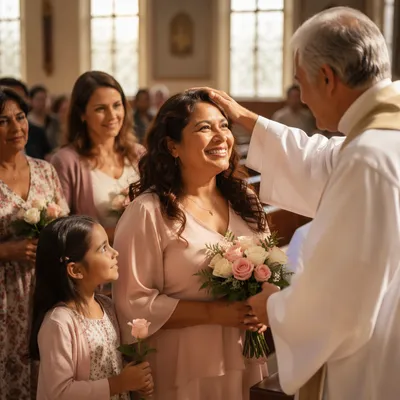 Mothers Receiving Roses in Church Sanctuary