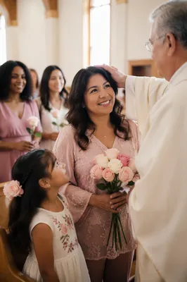 Mothers Receiving Roses in Bright Sanctuary