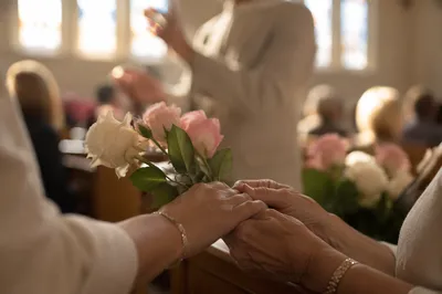 Mothers Day Blessing with Roses in Church