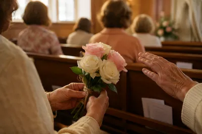 Mothers Day Blessing with Roses in Church