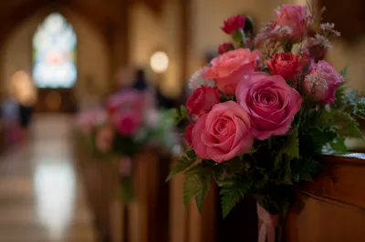 Mothers Day Roses on Church Pew