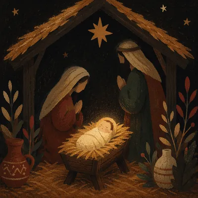 Warm Stable Nativity Manger Scene
