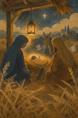 Warm Lantern Nativity in Humble Stable