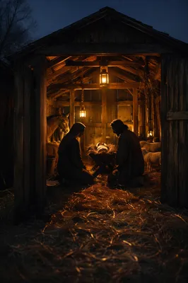 Warm Lantern Nativity in Humble Stable