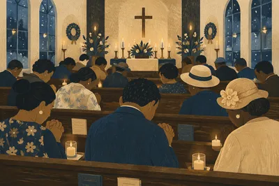 Midnight Watchnight Prayer in Church Sanctuary
