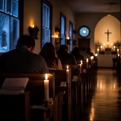 Midnight New Year Prayer in Candlelit Church