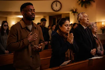 Congregation in Prayer Before Midnight
