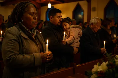Candlelit New Year Church Prayer Gathering