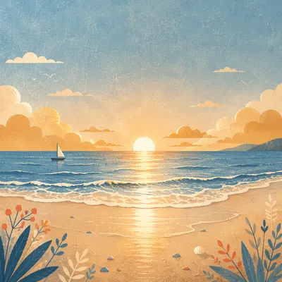 New Year Sunrise Over Peaceful Beach