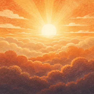 New Year Sunrise Above Golden Clouds