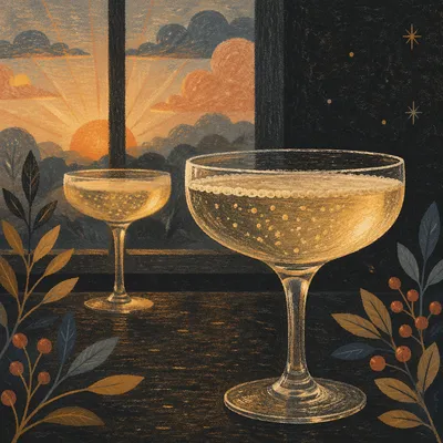 New Year Sunrise Sparkling Wine Toast