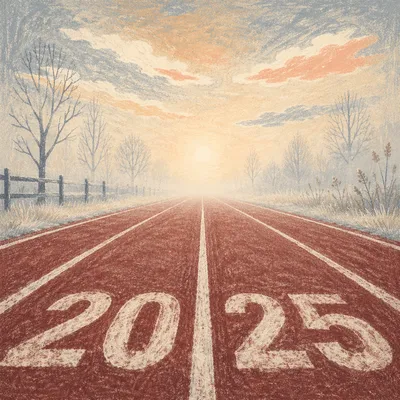 New Year Sunrise on Frosty Running Track