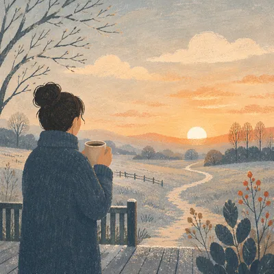 New Year Sunrise Over Frosty Countryside