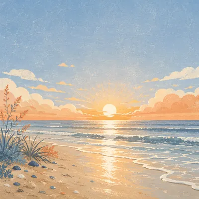 New Year Sunrise Over Peaceful Shore