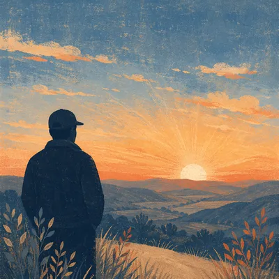 Reflective Figure at New Year Sunrise